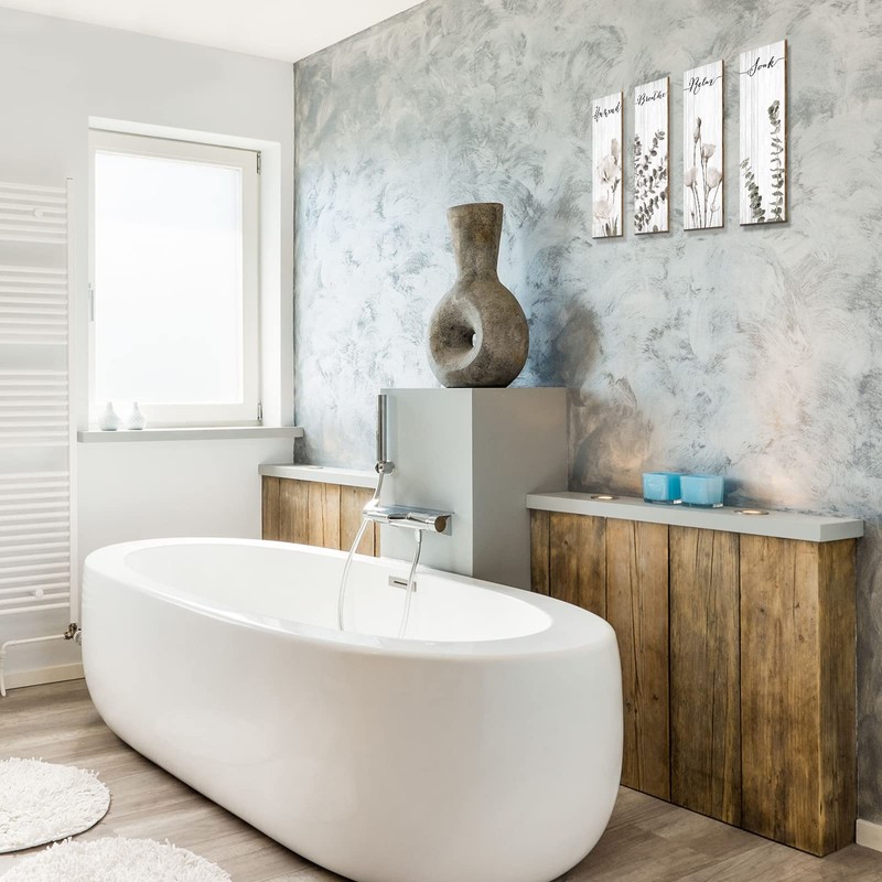 Boho Botanical Bathroom Wall Decor Relax Soak Unwind Breathe Bathroom