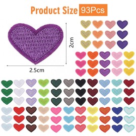 TVSVKWE 93 Pieces Of Mini Heart-Shaped Cloth Patches, Clothes Repair Supplies, Simple Decorative Cloth Patches, Which Can Be Used In Clothes, Bags, And Hats.