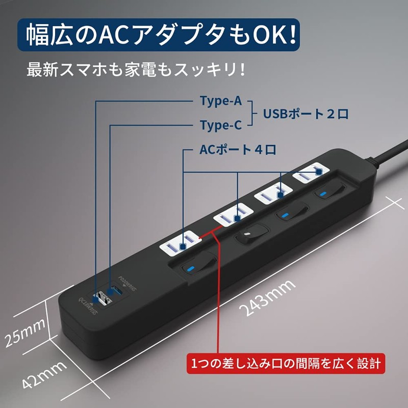 SAYBOUR USB Tap, USB-C 1 Port, USB-A, 1 Port, 4
