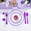 I00000 210 Pcs Clear Purple Plates for 30 Guests, Purple