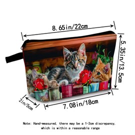 MoCaliduccious Cat Book and Flower Print Women Makeup Bag Travel Cosmetic Bag Organizer Small Zipper Toiletry Bag