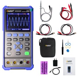 Handheld Automotive Oscilloscope Multimeter, 2 Channels, 40MHz Bandwidth, 250MSa/s Sampling Rate, 20000 Counts, 3 in 1 Portable Digital Automotive Oscilloscope, Voltage, Current, Capacitor HDS242S