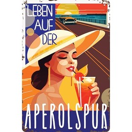 14 x 20 cm Retro Tin Sign, Bar Sign, Cocktail Recipe, Summer Feeling - Aperol Spritz - Prosecco (Life on the Aperol Track)