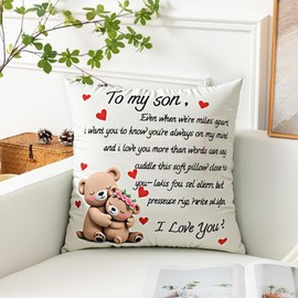 to My Son Throw Pillow Cover - 18x18in Cushion Case, Machine Washable & Easy Care, Ideal for Sofa Binge-Watching & Bedside Reading, Adds Warmth to His Daily Life, Fits Bedroom/Living Room Decor