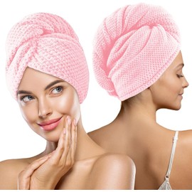 MaopaoBeauty - Toalla de microfibra para el cabello, 2 paquetes de turbantes para cabello mojado, toallas de secado para cabello rizado, toalla de pelo grande para todos los estilos de cabello, color