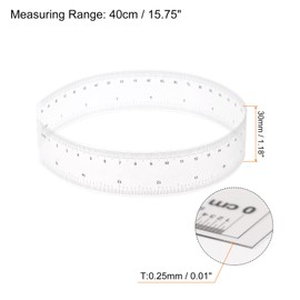 HARFINGTON Film Flexible Ruler 16 Inch 0.5mm Scale PET Plastic Covered Thickened Folding Straight Ruler Calibration Soft Ruler Measuring Tool for Factory, Transparent