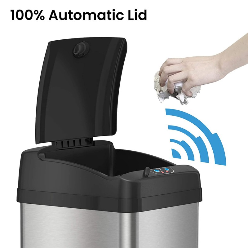 iTouchless 13 Gallon Sensor Kitchen Trash Can with Lid and