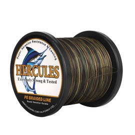 H¨¦rcules Hilo de pesca trenzado de polietileno de 4 5 kg a 136 kg probado, 300M a 1000M, 8 hilos trenzados, m¨¢s suave y redondo, tira m¨¢s lejos, disponible en 15 colores, Camuflaje, 70LB-0.4 MM-1094 DS(100M)-8 STRANDS