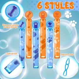 Shappy 60 Pcs Dog Paw Bubble Wands Bulk Mini Bubble Wands Party Favors Small Bubbles Birthday Party Gift for Novelty Gifts (Blue and Orange)