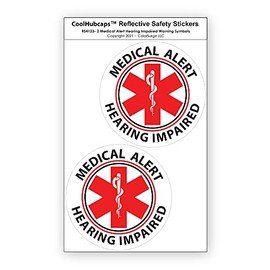 COOLHUBCAPS Hearing Impaired Medical Alert ID Decal - 2 Small