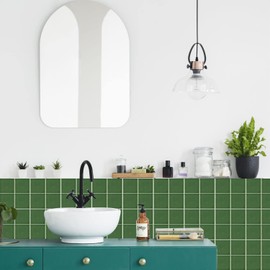Alwayspon - calcomanía calcomanía de vinilo brillante de ladrillo de Provenza para despegar y pegar, calcomanía autoadhesivo para pared, para cocina, baño, 15 x 15 cm, 25 unidades, color verde T04