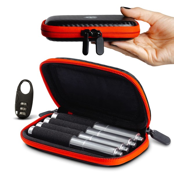 Epulse Smell Proof Case with 4 Aluminum Tubes, Smell Proof Locking Container, Bag Storage with Lock, Metal Tubes Odor Proof Accessories (King Size)
