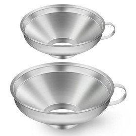 IAXSEE 2 Pack Canning Funnel Stainless Steel Wide Mouth Funnel with Handle for Wide and Regular Mason Jars