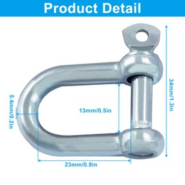 Cjueiom 4Pcs M6 D Ring Shackles, Heavy-Duty D Shackle Hitch Steel Shackle Use for Towing and Outdoor Activities