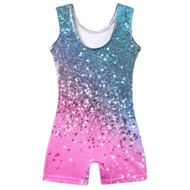 ALISISTER Gymnastics Leotards for Girls Dance Outfits Unitard Sparkly Clothes with Shorts for Kids Athletic Ballet Dancewear 4-5 Years