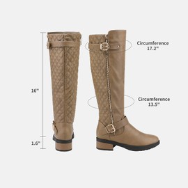 DREAM PAIRS Women's Knee High Boots Wide Calf Low Heel Riding Boots Fall Tall Boots for Women,Size 11,Khaki,Utah-W