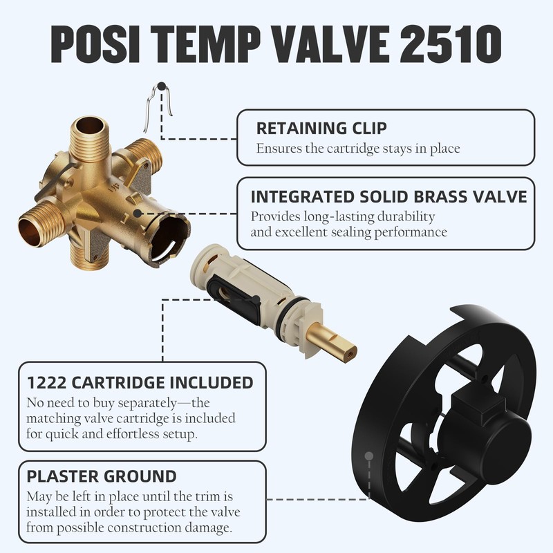 2510 shower valve, Replacement for Moen Posi-Temp Valve,1/2 Inch Connection，4-Port,