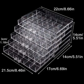 Euedue Clear Acrylic Jewelry Storage Box, Earring Jewelry Organizer with 5 Drawers, 5-Layer Jewelry Box for Women, Earrings Display Holder for Ring Bracelet Necklace, 120 Grid Compartment Storage Box