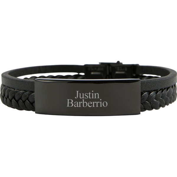 THINGS REMEMBERED Engraved Vegan Leather ID Bracelet in Black (Free