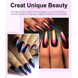 Chrome Nail Powder Set - Metallic Mirror Effect Holographic White Pearl Chrome Nail Powder for Gel Nails DIY Manicure Nail Art Decoration Gift for Women