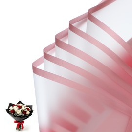 PATIKIL 20 Sheets Frosted Flower Wrapping Paper, Waterproof Gold Edge Bouquet Wrapping Paper Florist Supplies Packaging for DIY Crafts Wedding Birthday Gift, Dark Red