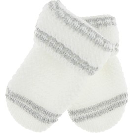 Cute Baby Girls Boys Unisex Toddler Babies Kids Accessories Essentials School Warm Winter Knit Knitted Magic Stay On Mitts Outdoor Shower Christmas Gift Fluffy Mittens Gloves 0 3 6 Months (White Grey)