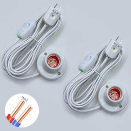 Outdoor Light 0utlet Built Lamp Holder Light Bulb Socket with Cord Light Bulb Base E26/E27 On/Off Switch Hanging Light Cord Extension (9.98FT Wire & 2Pack)