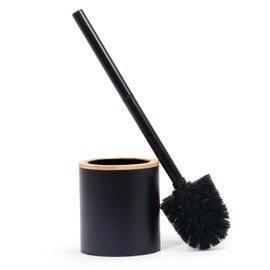 GREELUE Wooden Toilet Brush in Stainless Steel, Toilet Brushes & Holder, Bathroom Set, Brush Set, Toilet Brush Holder, Toilet Brush (Black)
