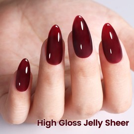 YTD Likomey Nude Gel Nail Polish,Berry Red 15ml Translucent Neutral Jelly Sheer Blood Red Spring Gift UV Nail Gel Varnish Dark Cherry Red,LS301