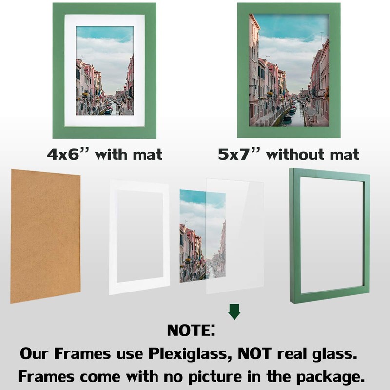 Picture Frames 5x7 Green Nature Solid Wood 2 Pack for