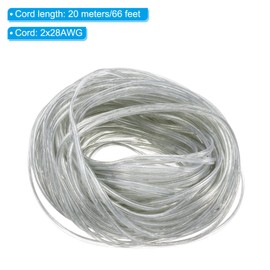 PATIKIL 65.6Ft 28/2 PVC Covered Copper Wire, 300V Soft Speaker Wire Insulated Heat Resistant Electronical Flexible Cable for LED Light Strip Audio Speaker Sound System, Clear, UL Listed