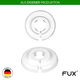 Fux Radiator Pipe Collar, Various Sizes, Pipe Cover, Cover Rosettes, Heating System, Radiator Collars, White, Polypropylene, 18 mm, Pack of 10