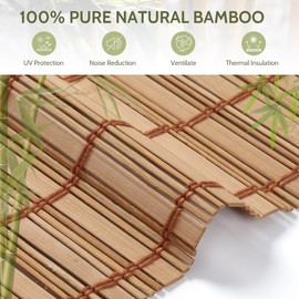 Kokorona Cordless Sheer Bamboo Roman Shades with Valance, Light Filtering Woven Bamboo Blinds for Windows, Natural Window Blinds Roll Up Shades for Home & Patio, 20" W x 64" H, Light Russet