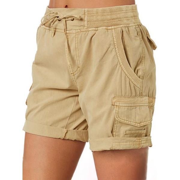 Imuedaen Women's Shorts Summer Casual Shorts Drawstring Elastic Fabric Trousers