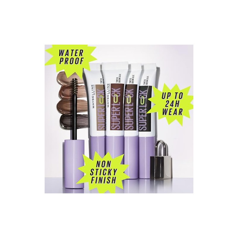 Maybelline Super Lock Brow Glue Gel para Cejas, Impermeable con