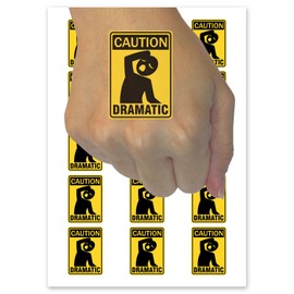 Caution Dramatic Warning Sign Funny Temporary Tattoo Water Resistant Fake Body Art Set Collection - 15 2" Tattoos (1 Sheet)