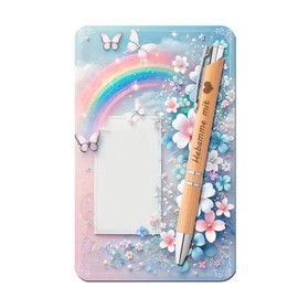 Maus-Design Gravierter Bambus-Kugelschreiber mit beschriftbarer Karte – Geschenkset für Erzieherin, Lehrerin, Kollegin, Mama, Papa u. v. m. – personalisierbar (19 Hebamme mit Herz)