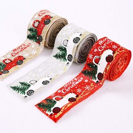 3 cintas coloridas para impresión de coche, cintas de borde de rosca, cintas de regalo para decoración de árbol de Navidad, cintas de cinta, lazos para manualidades