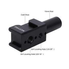 NICEYRIG 15mm rod connectors,15 mm Stangenverlängerungsanschluss, 15 mm Stange mit 1/4-20 Zoll und 3/8-16 Zoll Lokalisierungsloch, Stangenverlängerungsanschluss mit 3 Kaltschuh-Halterungen