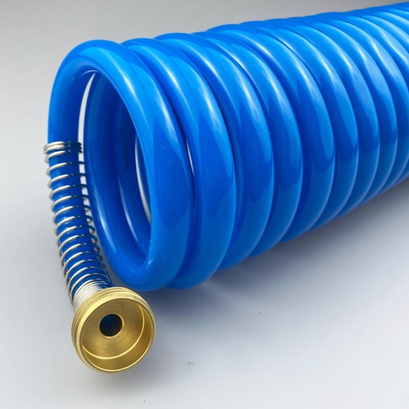 Darnassus Heavy-duty PU Coil Hose, Self-Coiling Garden Hose with Solid