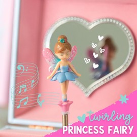 Musical Fairy Jewelry Box for Girls - Kids Music Box with Spinning Fairy and Mirror, Princess Gifts for Little Girls, Jewelry Boxes, Childrens Birthday Gift - Ages 3-10, Pink