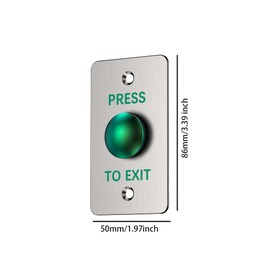 Stainless Steel Push to Exit Button - 12V DC Push to Exit Switch, NO/COM Outputs, Surface Mount Request-to-Exit Device for Access Control Systems