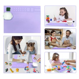 WISRIGHT Silicone Craft Mat for Kids Easy to Clean(20''x16'') - Non-Slip Silicone Painting Mat for Creators - Silicone Art Mat with Detachable Cup (Lavender)
