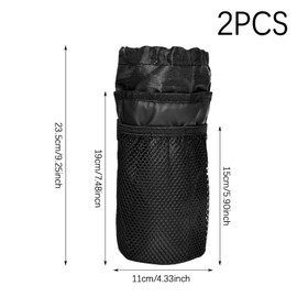 GWAWG 2PCS Bike Drinks Cup Holder,Water Bottle Carrier, Handlebar Bottle Holder With Mesh Pockets Phone Bag,Mobility Scooter Cup Holder,Handlebar Bags For Bicycles,Motorcycle,Wheelchair, Golf Cart