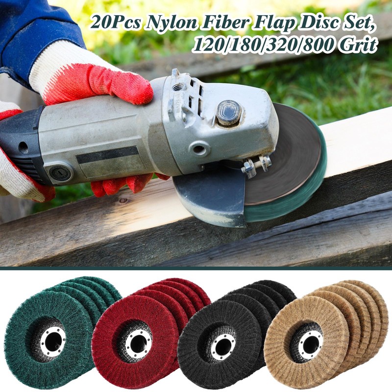 Dansib 20 Pcs 4.5" x 7/8" Nylon Fiber Flap Disc