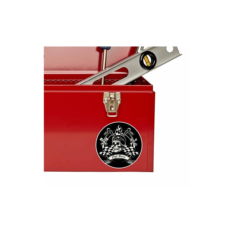 2 x 10cm Cafe Racer Vinyl Sticker Decal Tool Box