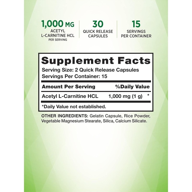 아세틸 L-카르니틴 HCL 1000mg 30캡슐 고함량 미국산 Acetyl L-Carnit Acetyl