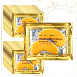 Green Cosmos 30 Pairs 24k Gold Under Eye Patches, Gold Crystal Collagen Eye Mask, Dark Circles Treatments, Removes Under Eye Bags, Collagen Gel Pads for smooth skin, Eye Pads for puffiness