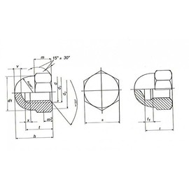 M8 Hexagon Dome Nut - A4 Stainless Steel DIN1587 Pack Size : 8