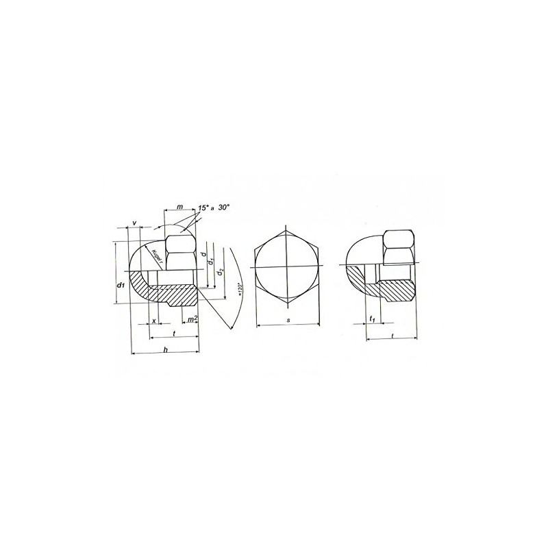 M8 Hexagon Dome Nut - A4 Stainless Steel DIN1587 Pack
